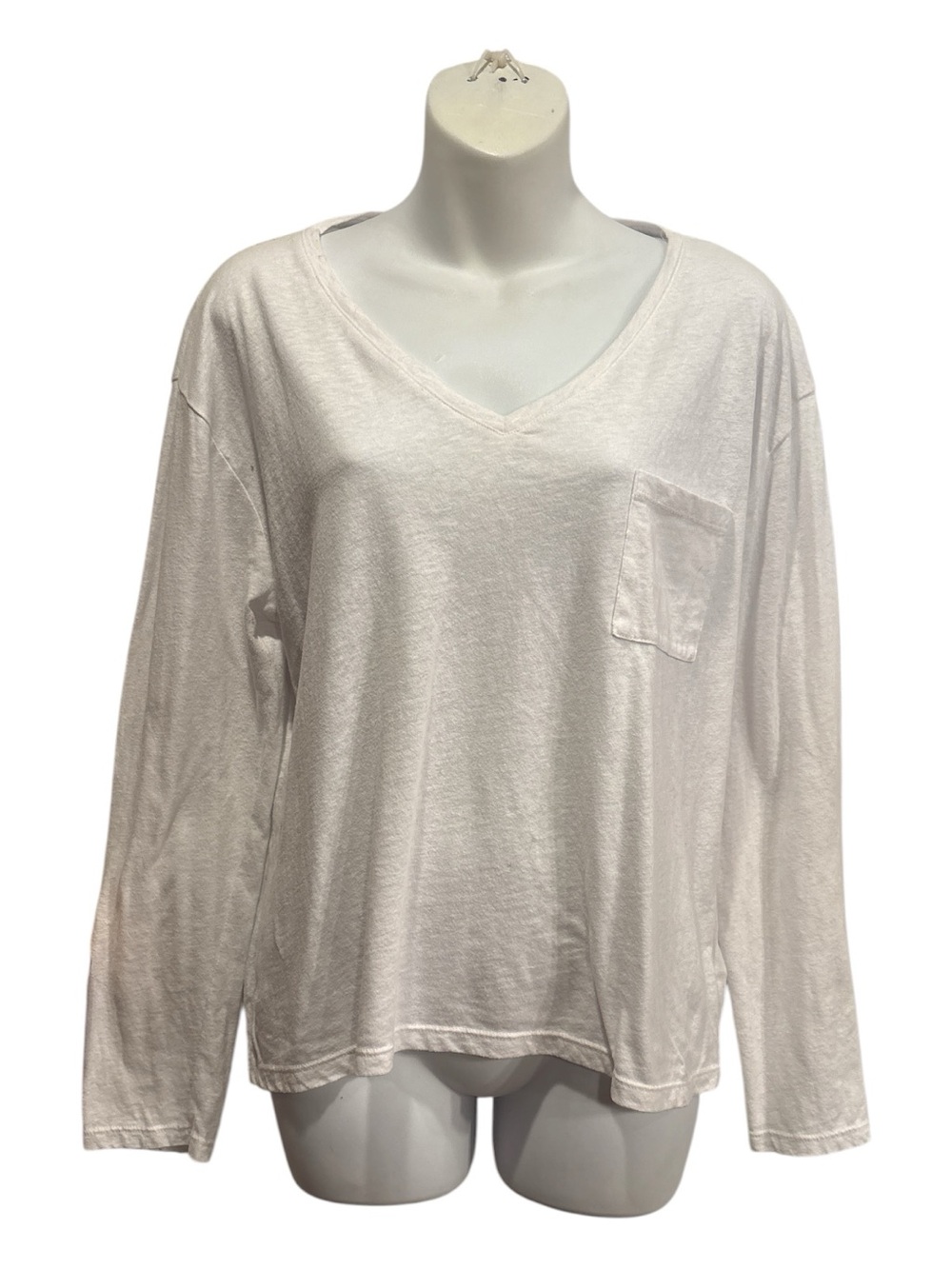 Telluride Clothing Company classic White V-Neck Long Sleeve Pocket Tee size XL